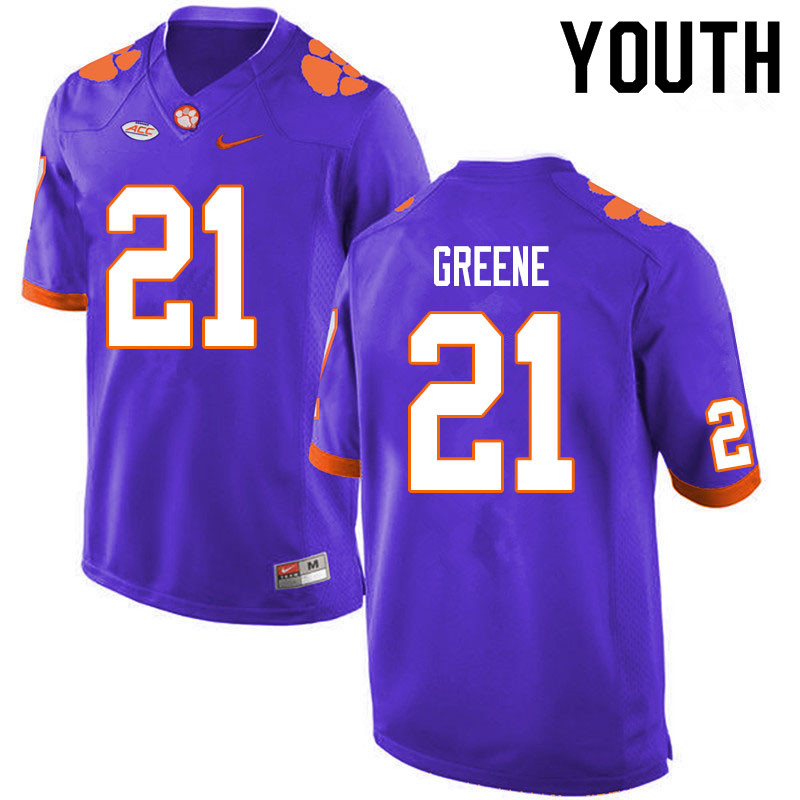 Youth #21 Malcolm Greene Clemson Tigers College Football Jerseys Sale-Purple